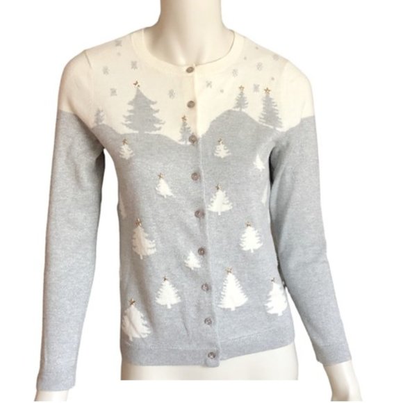 Talbots Petite Winterly Cardigan classic crewneck long sleeve sweater Size SP - Picture 1 of 15